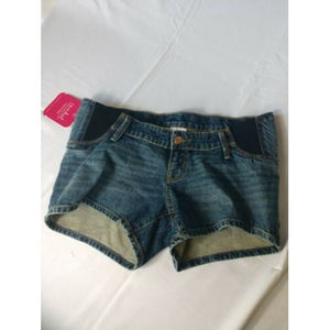 Isabel Maternity Shorts Womens Sz 2 Denim Midi Blue Expandable Side Stretch